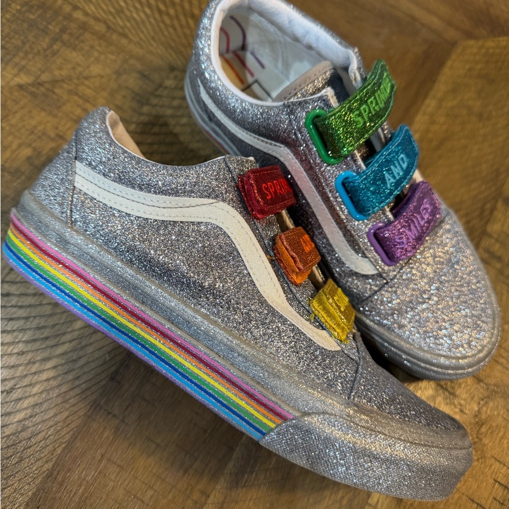 Vans X Amirah Kassem “Flour Shop” Silver Glitter Sprinkles And Smiles Sneakers - Picture 7 of 11